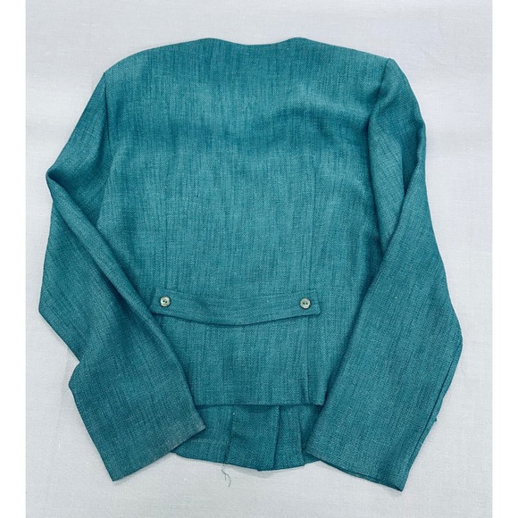 Donna Ricco Teal Button Front Blazer Jacket Size 10 ~ Vintage - Picture 6 of 6